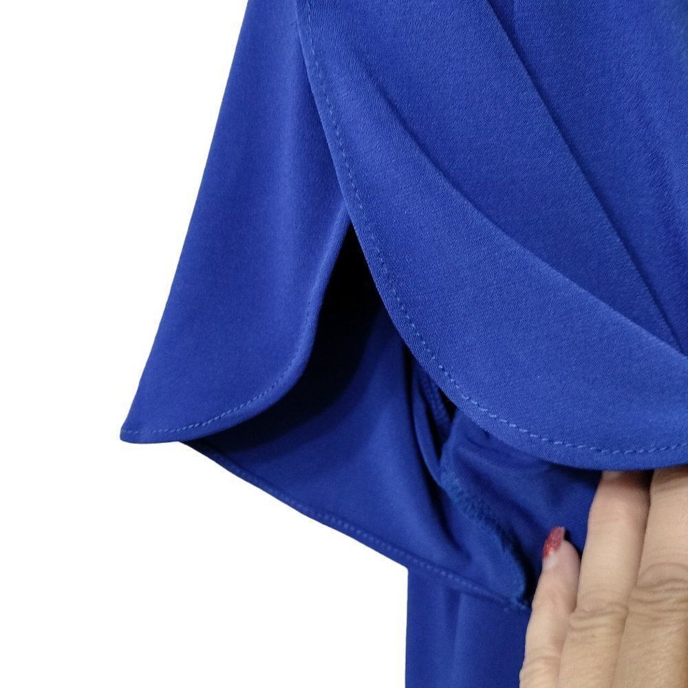 Royal Blue Wrap‎ Blouse Embellished Buckle Size M Jason Maxwell - Picture 7 of 9